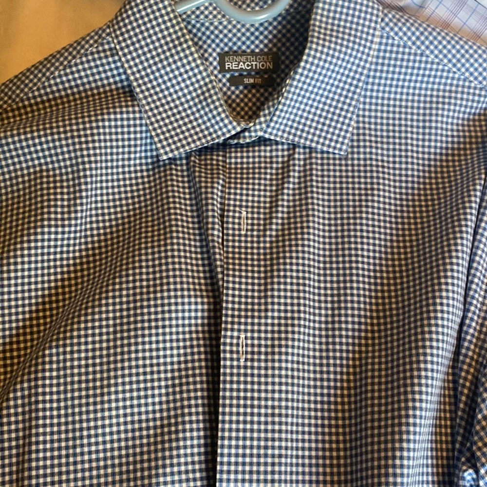 Kenneth Cole reaction blue plaid shirt